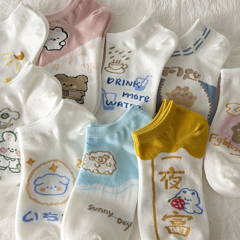 Vớ Ngắn Mỏng Mùa Hè Màu Trắng Thoải Mái Dễ Thương Phong Cách Nhật Bản Cho Nữ