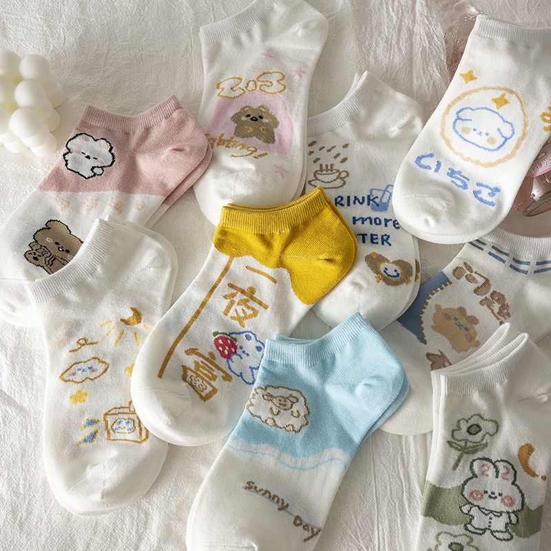 Vớ Ngắn Mỏng Mùa Hè Màu Trắng Thoải Mái Dễ Thương Phong Cách Nhật Bản Cho Nữ