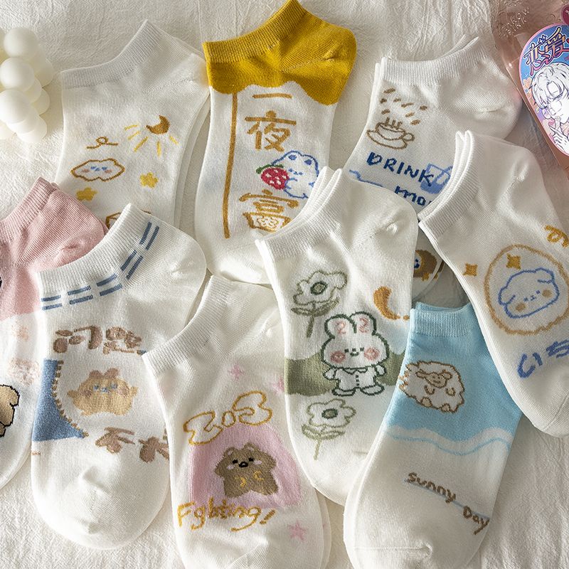 Vớ Ngắn Mỏng Mùa Hè Màu Trắng Thoải Mái Dễ Thương Phong Cách Nhật Bản Cho Nữ