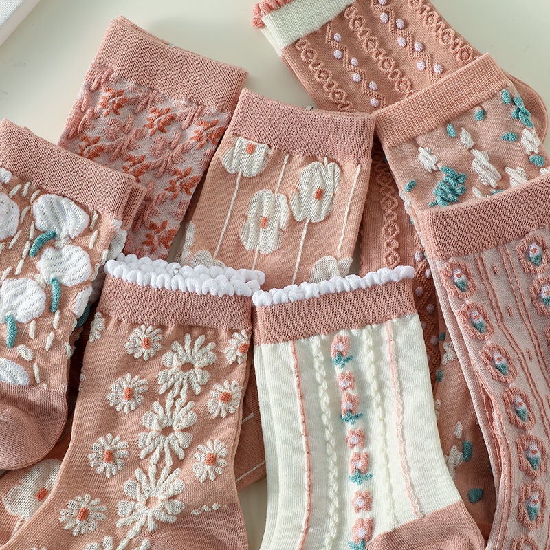 Vớ Cotton Ba Chiều Màu Hồng Dễ Thương Phong Cách Nhật Bản Thời Trang Mùa Thu Cho Nữ