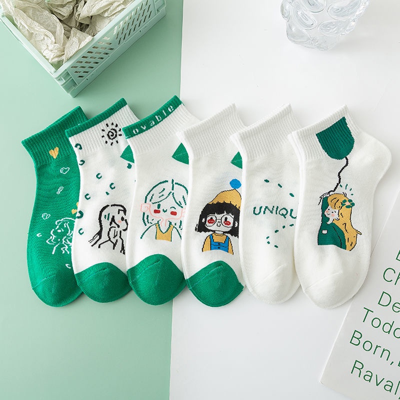 Vớ Cotton Mỏng Cổ Thấp In Họa Tiết Hoạt Hình Phong Cách Nhật Bản Thời Trang Xuân Hè Cho Nữ