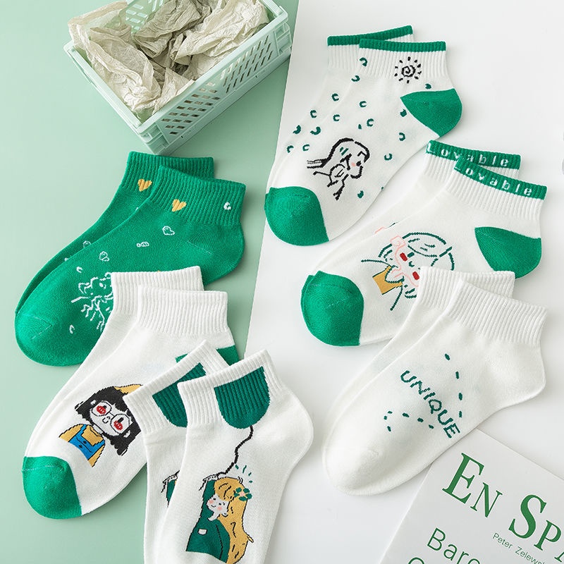 Vớ Cotton Mỏng Cổ Thấp In Họa Tiết Hoạt Hình Phong Cách Nhật Bản Thời Trang Xuân Hè Cho Nữ