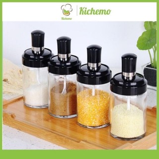 Lọ thủy tinh đựng gia vị có thìa