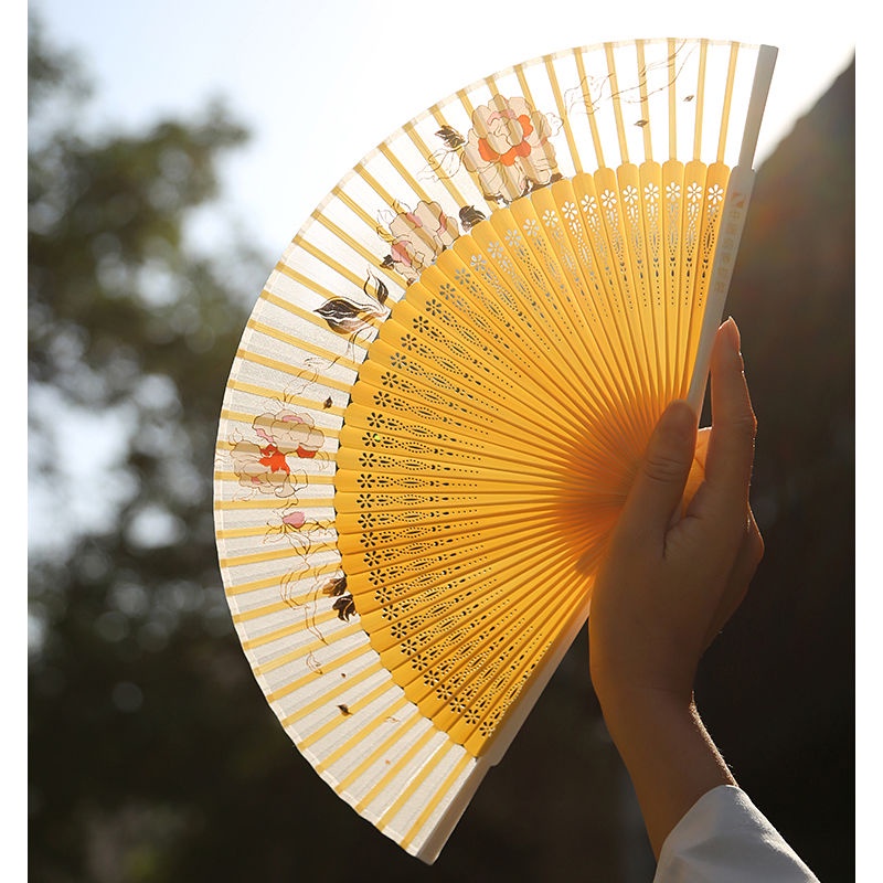 [Aishang Trang Sức Đẹp] Quạt Xếp Lụa Thêu Hoa Nổi Tiếng Màu Sắc Thay Đổi Trong Suốt Thích Hợp Làm Quà Tặng Sinh Nhật