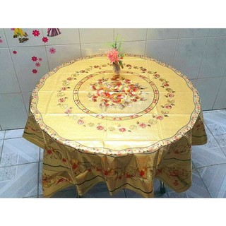 Khăn trải bàn tròn 1m5 in họa tiết 3D sang trọng chống thấm và chống bẩn.