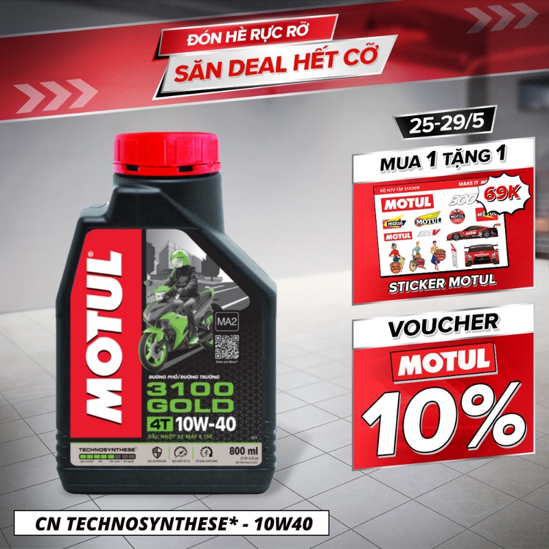 Dầu nhớt xe máy MOTUL 3100 GOLD 4T 10W40 0.8L