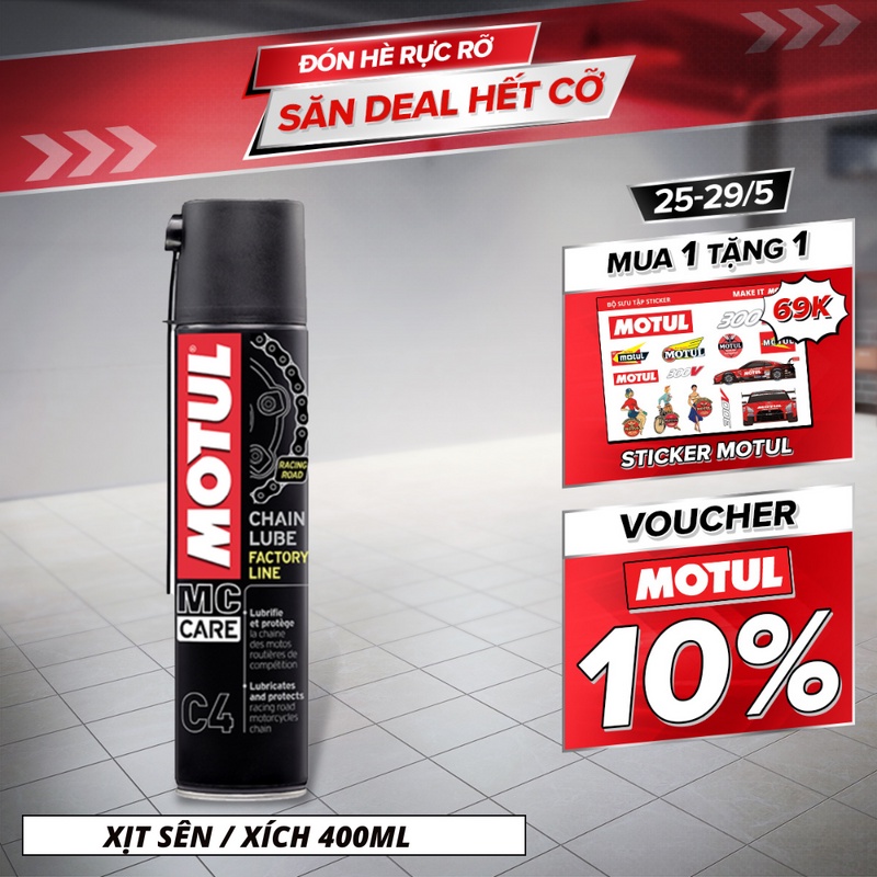 Xịt sên / xích MOTUL C4 CHAIN LUBE Factory Line 0.4L