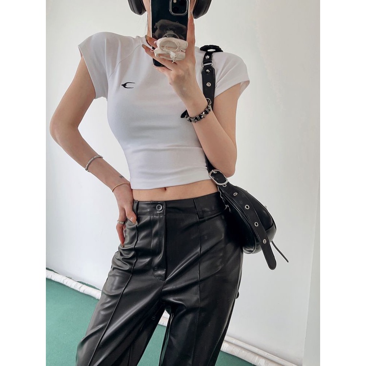 Áo Thun Ngắn Tay Hở Vai Thêu Họa Tiết Phong Cách Mỹ Thời Trang Mùa Hè Dành Cho Nữ