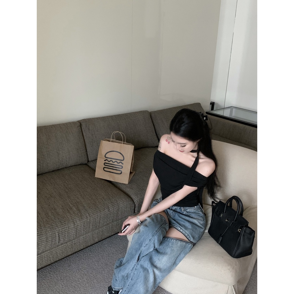 Áo Thun Ngắn Tay Trễ Vai Dáng Ôm Thời Trang Mùa Hè Dành Cho Nữ