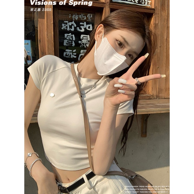 Áo Thun Tay Ngắn Hở Vai Dáng Ôm Thời Trang Mùa Hè Dành Cho Nữ