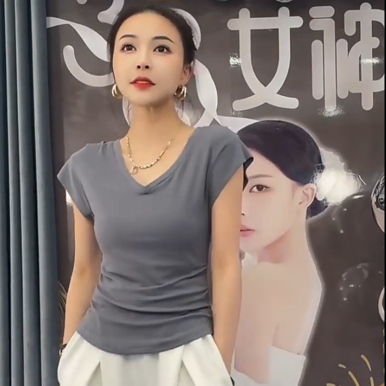 Áo Thun Ngắn Tay Ôm Dáng Thời Trang Dành Cho Nữ