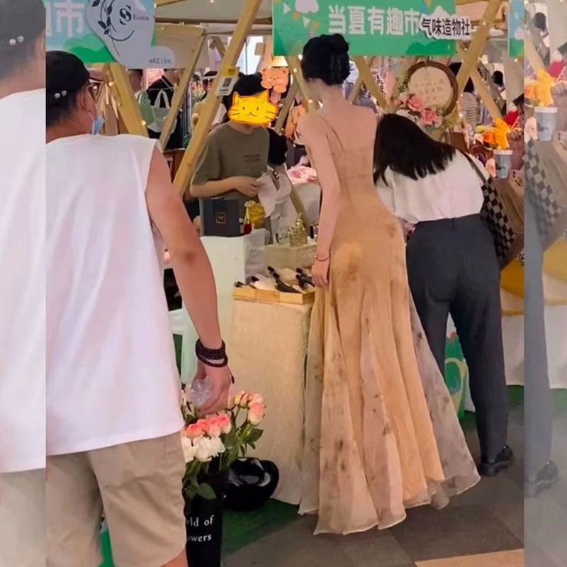 ⚡❧Mùa hè mới 2023 Đầm thắt eo phong cách Pháp đáng kinh ngạc đầy mê hoặc khí chất tình yêu đầu tiên Đầm hai dây đẹp