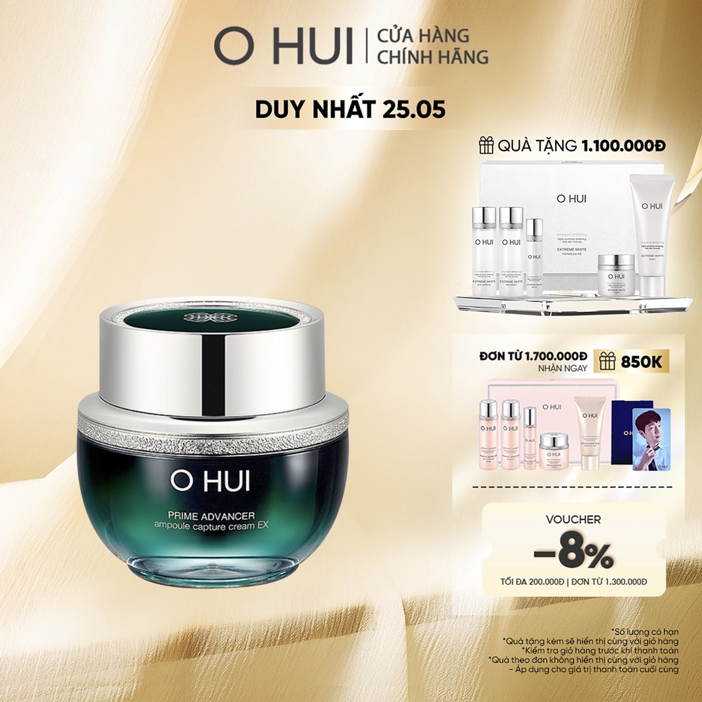 Kem dưỡng chống lão hoá, củng cố tầng cốt lõi OHUI Prime Advancer Ampoule Capture Cream EX 50ml