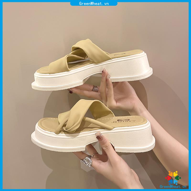 Dép sandal đế dày dép đi trong nhà tăng chiều cao gót thô thời trang đế dày dễ phối mẫu mới dép lê nữ