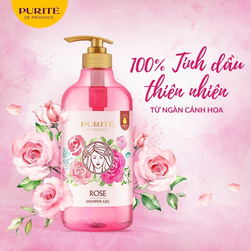 Combo 2 sữa tắm Purité 1.1L hương Hoa Hồng + hương Hoa Anh Đào