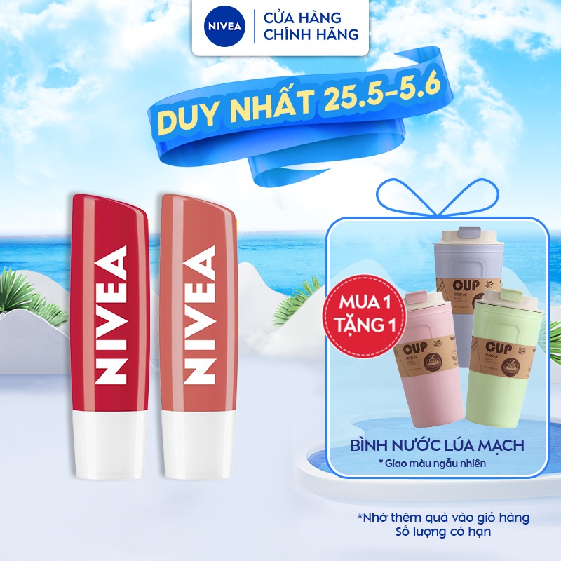 Bộ Đôi Son Dưỡng NIVEA Hương Đào Và Hương Dâu (4.8 g) - 85031+85083