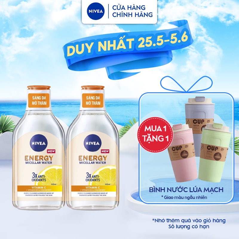 Bộ 2 Nước Tẩy Trang NIVEA Energy Dưỡng Sáng Da | Mờ Thâm | Vitamin C | Nacinamide (400 ml) - 94244