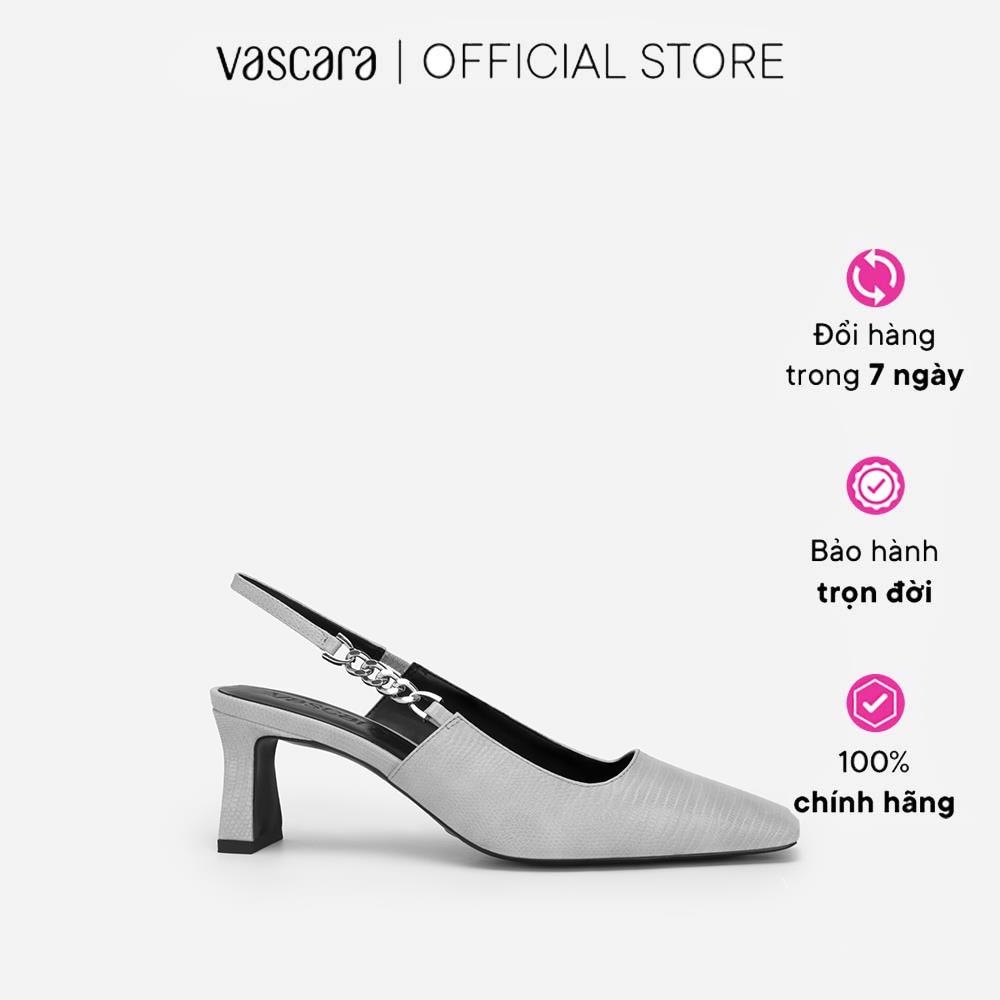 VascaraGiày Slingback Phối Xích Mũi Vuông Vân Kỳ Đà - BMN 0564