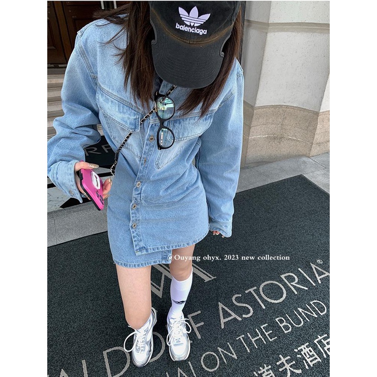 Đầm Denim Ngắn Dáng Ôm Phong Cách Cổ Điển Thời Trang Mùa Xuân 2023 Dành Cho Bạn Nữ