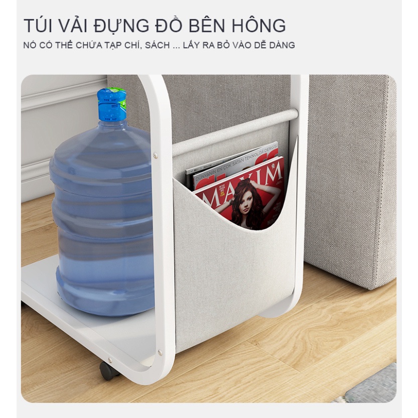 Bàn phụ sofa, bàn ăn mini có bánh xe kết hợp kệ đa năng - GM102