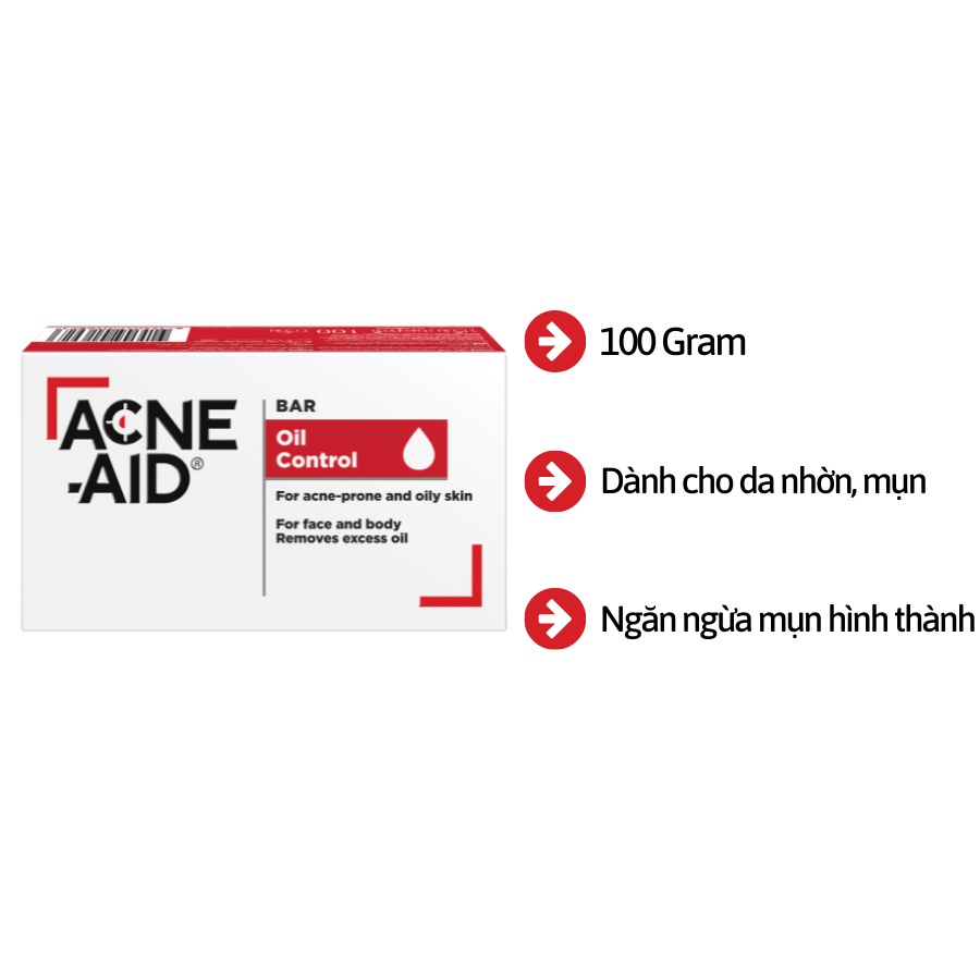 Xà Phòng Rửa Mặt Và Tắm Toàn Thân ACNE AID SOAP BAR 100gr Cho Da Nhờn Và Mụn Hàng Chính Hãng.