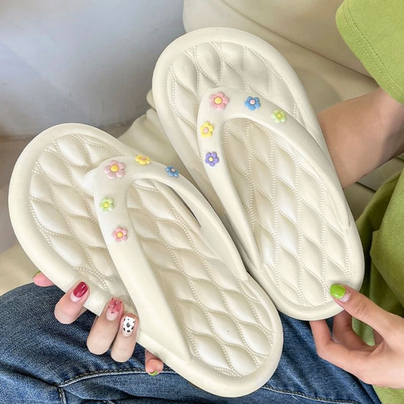 [Aishang Đẹp Mắt] Dép Xỏ Ngón Đi Biển Đế Phẳng Đính Hoa Dễ Thương Thời Trang Dễ Phối Đồ Cho Nữ