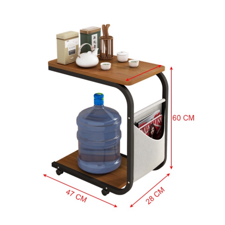 Bàn phụ sofa, bàn ăn mini có bánh xe kết hợp kệ đa năng - GM102