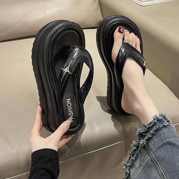 Dép đế cao nữ Dép lê đế mềm độn cao