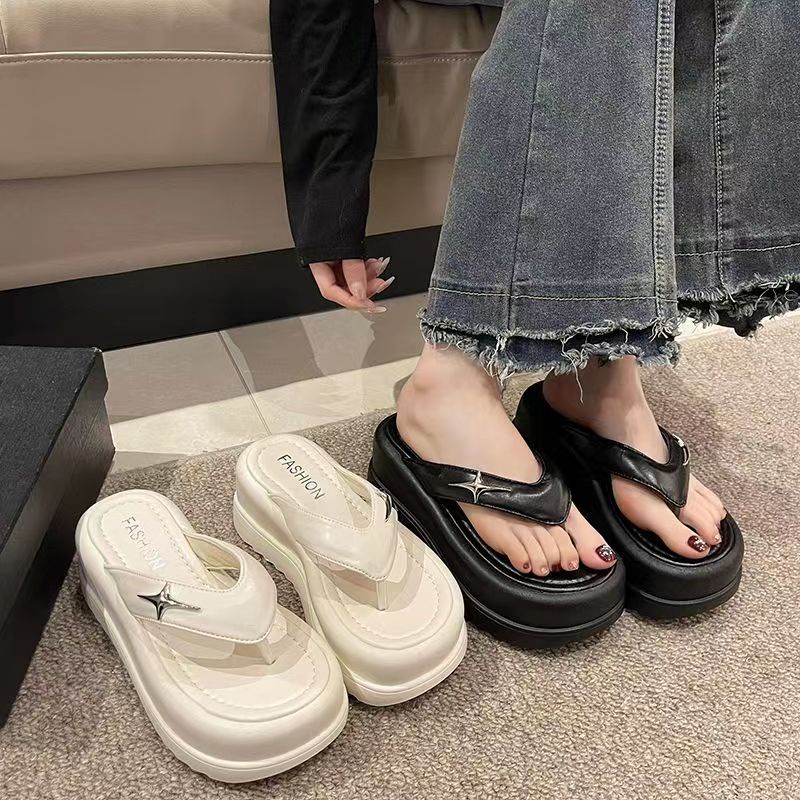 Dép đế cao nữ Dép lê đế mềm độn cao