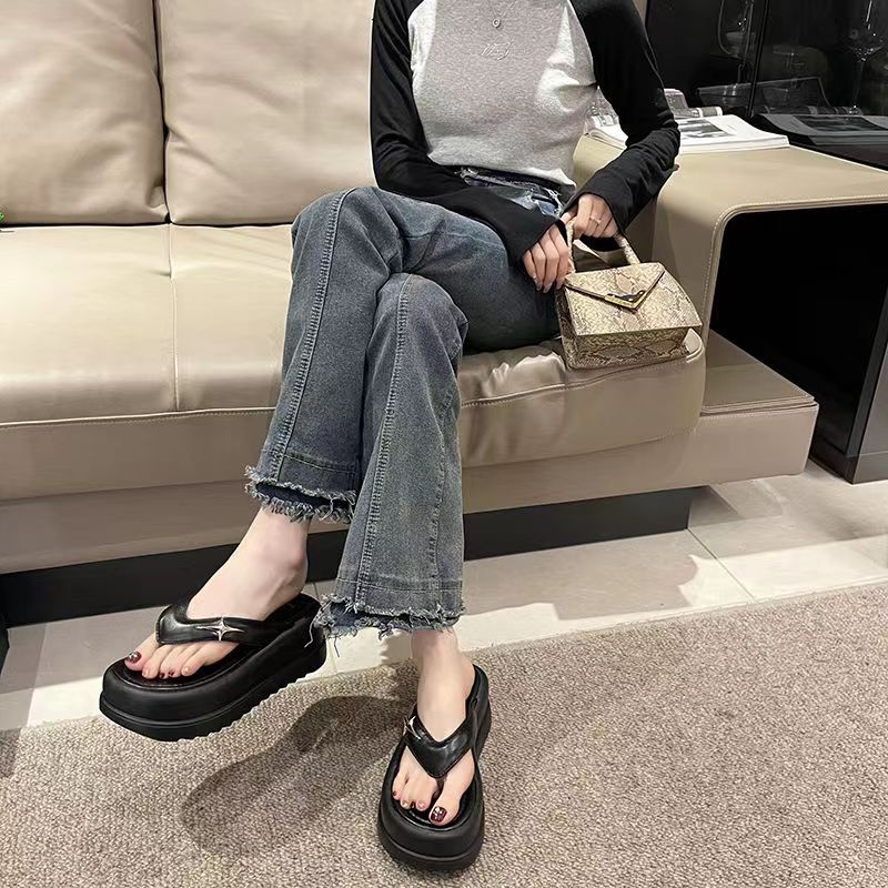 Dép đế cao nữ Dép lê đế mềm độn cao