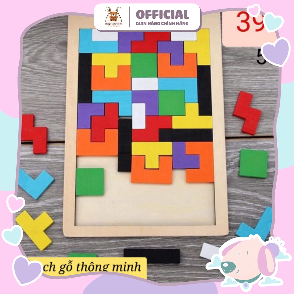 Xếp hình gỗ Tetris Montesorri thông minh cho bé