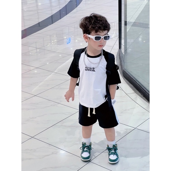 Áo phông trắng tay phối màu Tiink Officiel cho bé