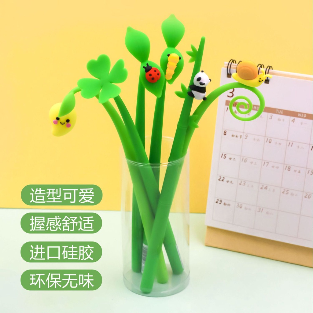 Bút Gel Silicon Mực Đen Ngòi 0.5Mm Kiểu Hoạt Hình Dễ Thương Cho Học Sinh