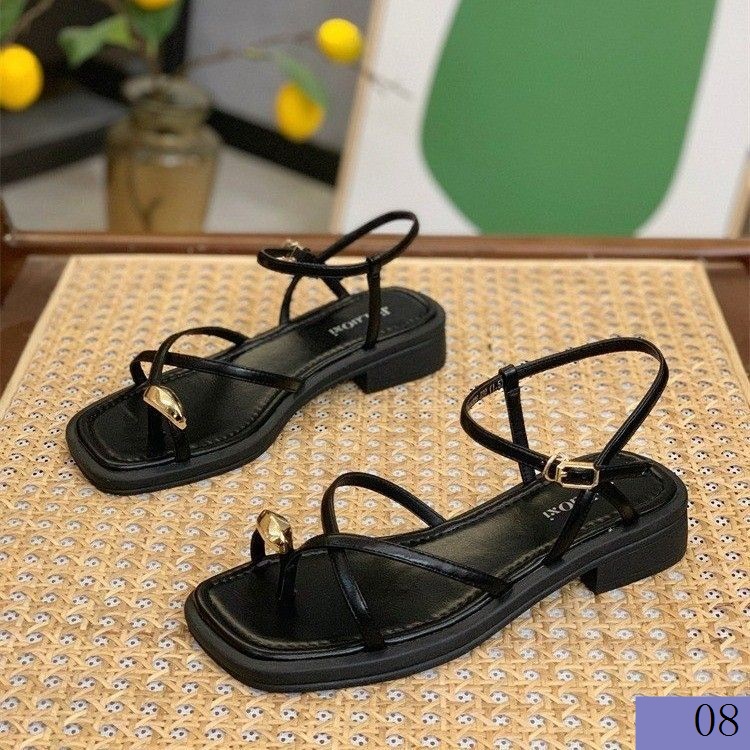 Giày Sandal Gót Dày Quai Mảnh Mùa Hè Phong Cách Mới 2023 Cho Nữ