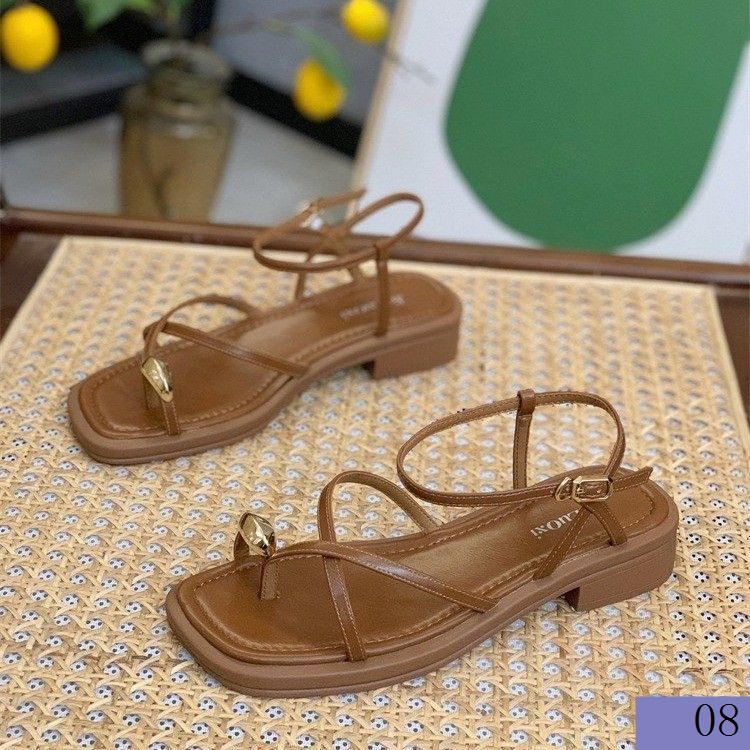 Giày Sandal Gót Dày Quai Mảnh Mùa Hè Phong Cách Mới 2023 Cho Nữ