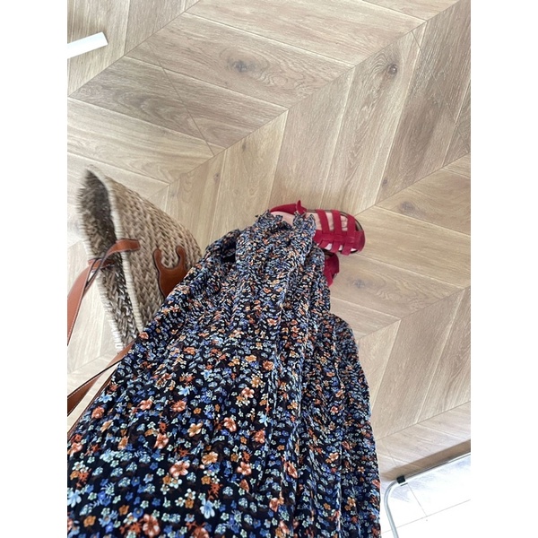 Chân váy midi hoa nhí voan mềm mát có lót voan cao cấp