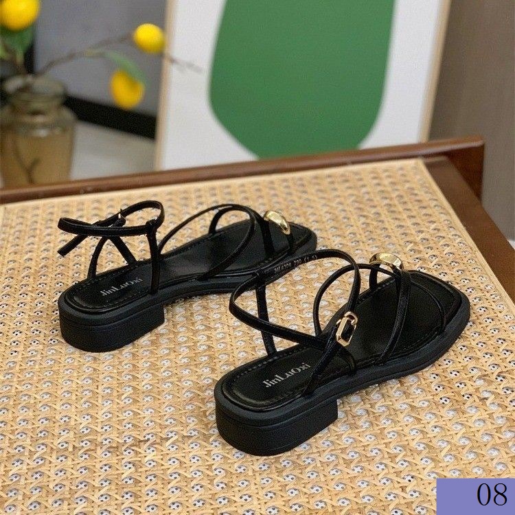 Giày Sandal Gót Dày Quai Mảnh Mùa Hè Phong Cách Mới 2023 Cho Nữ