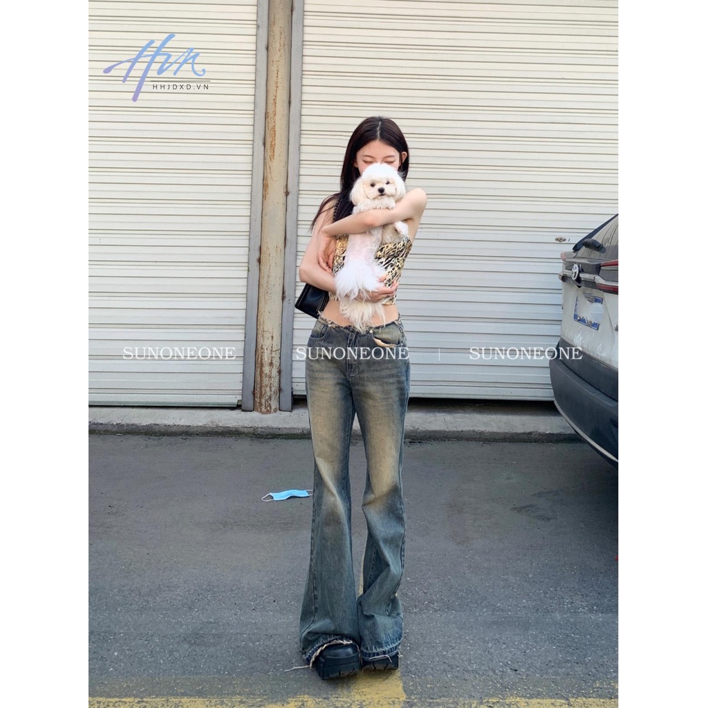 Quần Jean Nữ Ống Rộng Lưng Thấp Phong Cách Retro Mỹ Thời Trang Mùa Hè 2023 Mới