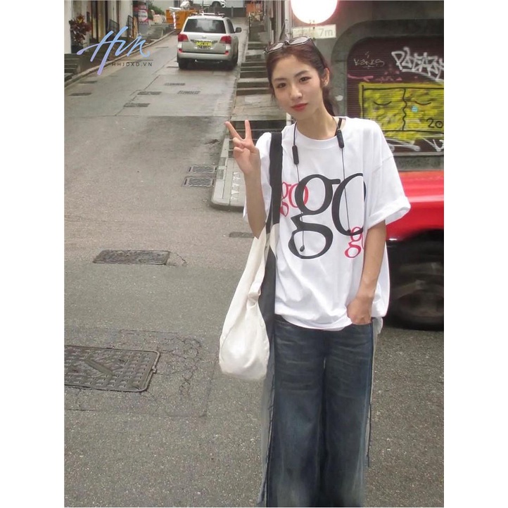 Áo Thun Tay Ngắn Dáng Rộng In Chữ Phong Cách Đường Phố Mỹ Thời Trang Mùa Hè Cho Nữ
