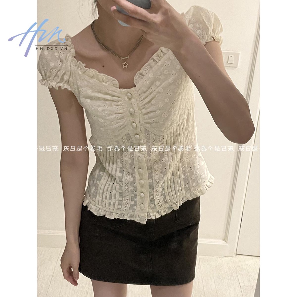 Áo Nữ Tay Ngắn Cổ Chữ V Thời Trang Quyến Rũ