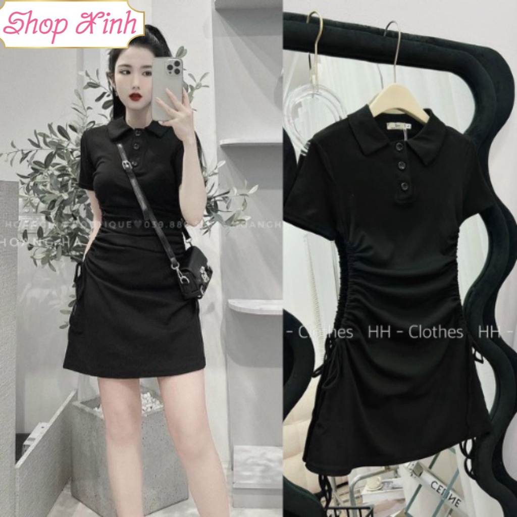 Váy Rúm Eo Body Chất Thun Tăm Co Giãn, Đầm Rút Eo Body Màu Đen Chất Liệu Thun Zip Cao Cấp