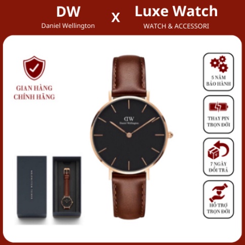 . đồng hồ đeo tay Nữ Daniel Welington Classic Petite Bristol Black DW hàng hiệu cao cấp - Luxe Watch Official . .