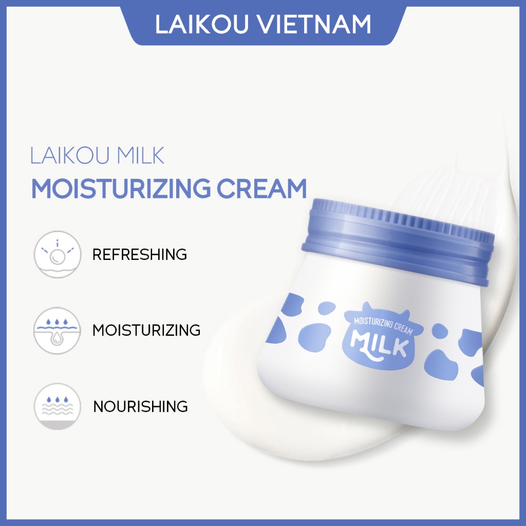 Kem dưỡng ẩm da mặt LAIKOU Milk Brightening Cream Soften Skin 55g