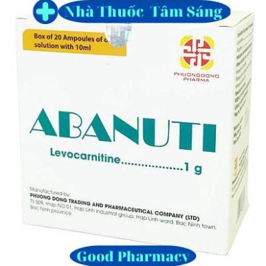 Abanuti Levocarnitin 1g hộp 20 ống x 10ml Phương Đông - Hỗ trợ thiếu Carnitine x z