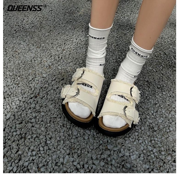 Dép Sandal Đế Dày Quai Ngang Thiết Kế Mới Thời Trang Mùa Hè 2023 Dành Cho Nữ