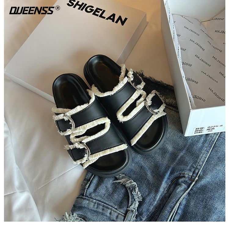 Dép Sandal Đế Dày Quai Ngang Thiết Kế Mới Thời Trang Mùa Hè 2023 Dành Cho Nữ