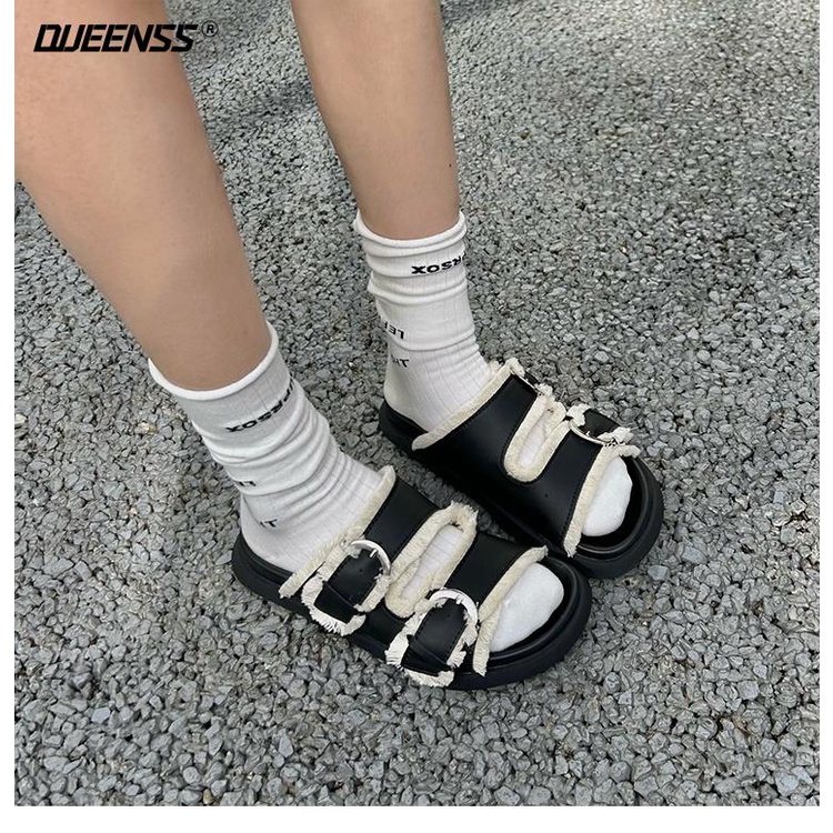 Dép Sandal Đế Dày Quai Ngang Thiết Kế Mới Thời Trang Mùa Hè 2023 Dành Cho Nữ