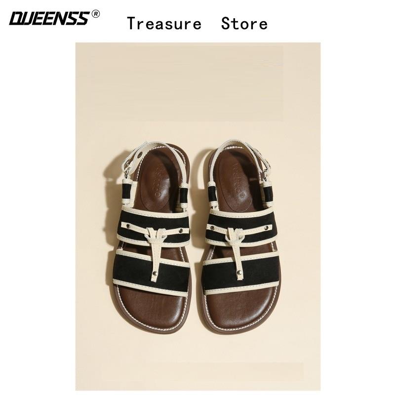 Giày Sandal Đế Bằng Phong Cách Roman Thời Trang Đi Biển Mùa Hè Cho Nữ