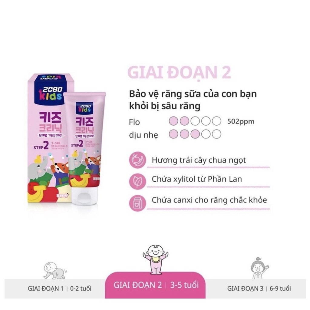 Kem đánh răng cho bé 3-5 tuổi 2080 Kids Clinic 80G chính hãng