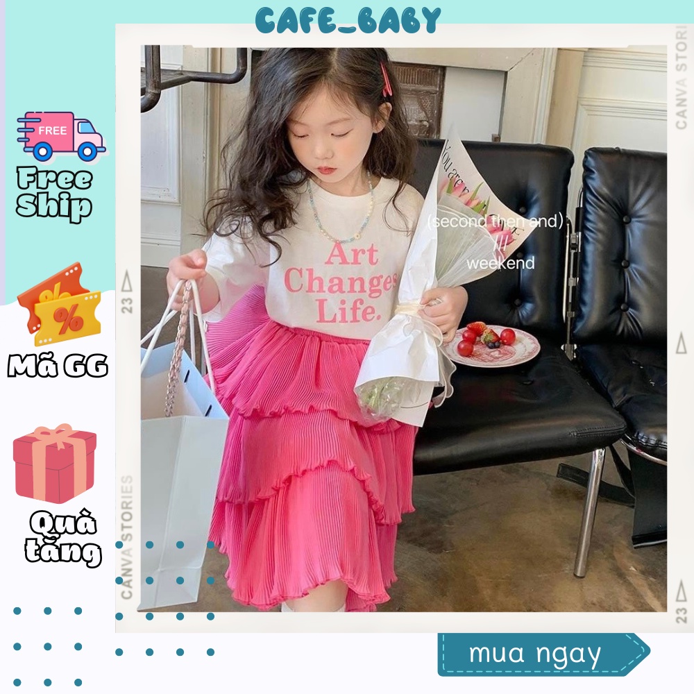 Set Váy Đầm Công Chúa Áo Nỉ Da Cá Kèm Chân Váy Dập Ly Hàn Quốc Cho Bé Gái Mặc Thu Đông Dày Dặn - CAFE_BABY083
